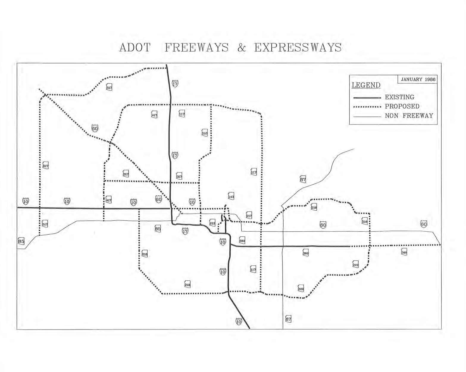 1986 Proposed Phoenix Freeways