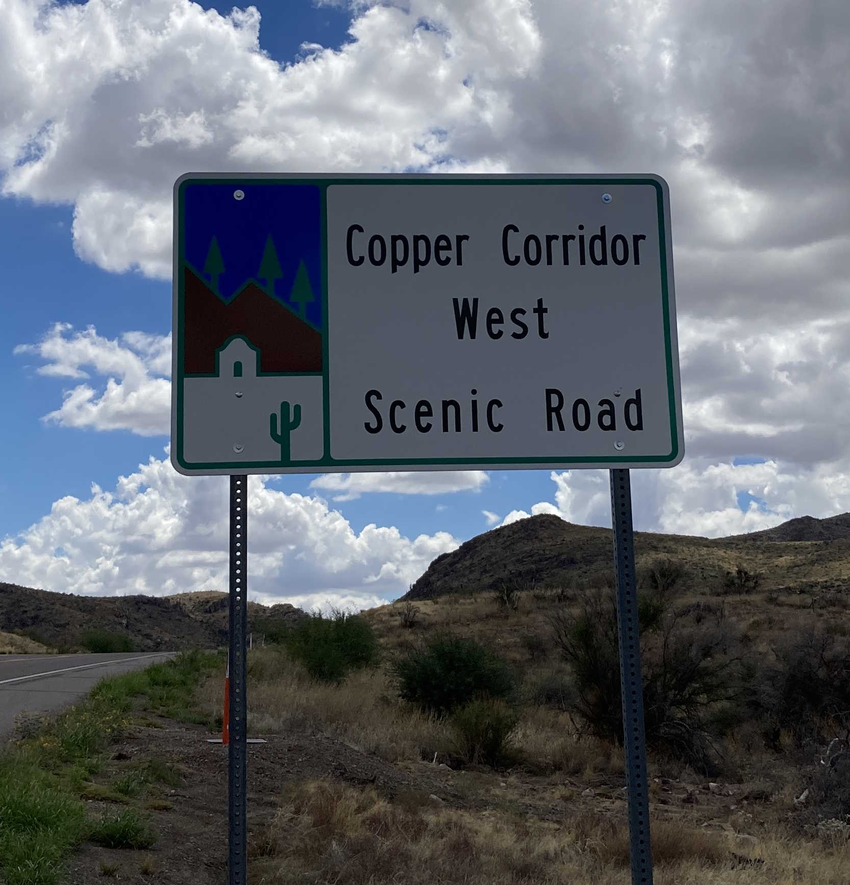 Copper Corridor West Scenic Road sign