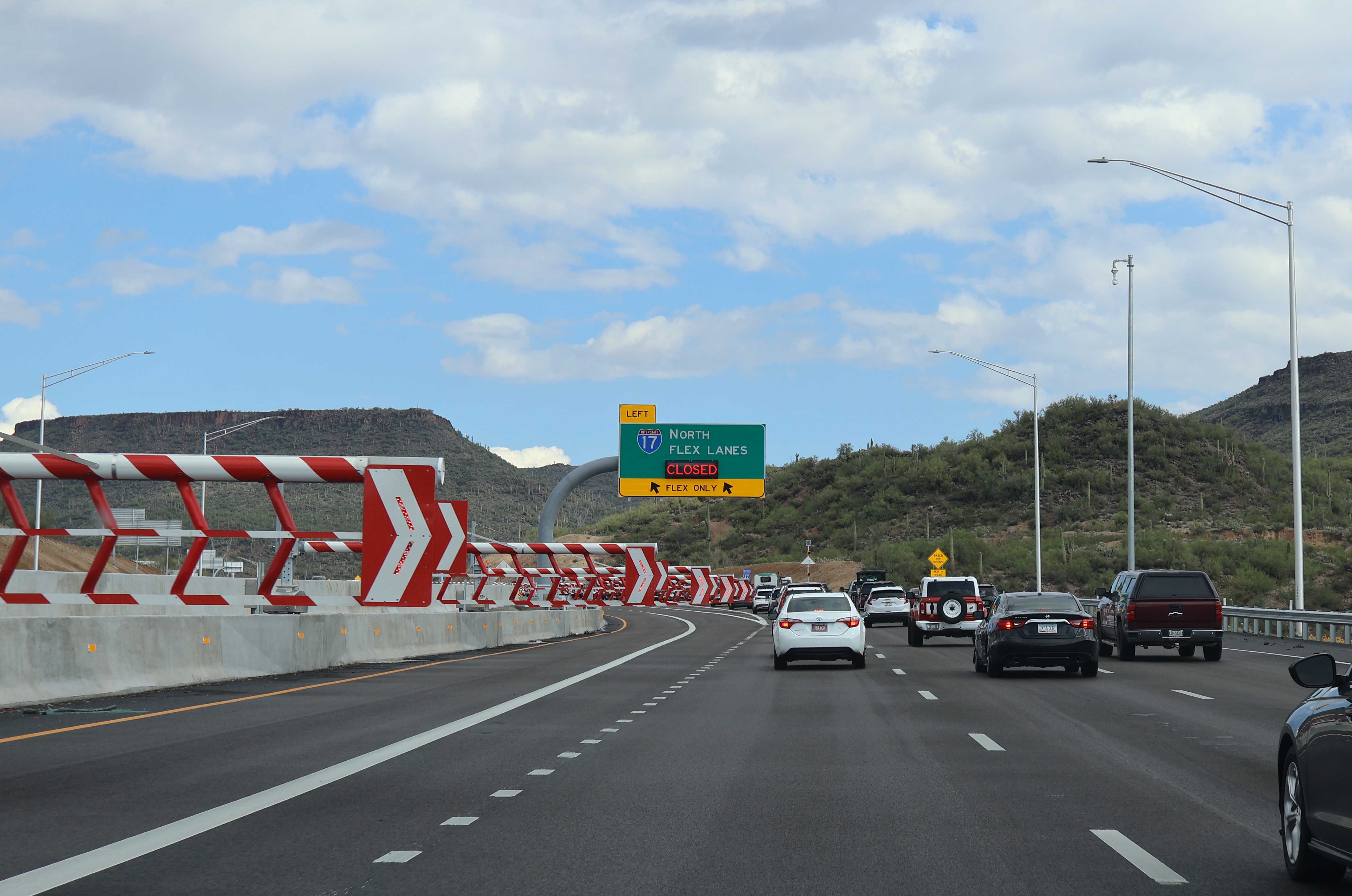 Closed flex lanes on I-17 North