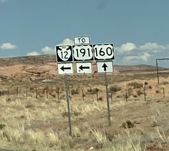 Indian Route 12 and US 191 signage on US 160