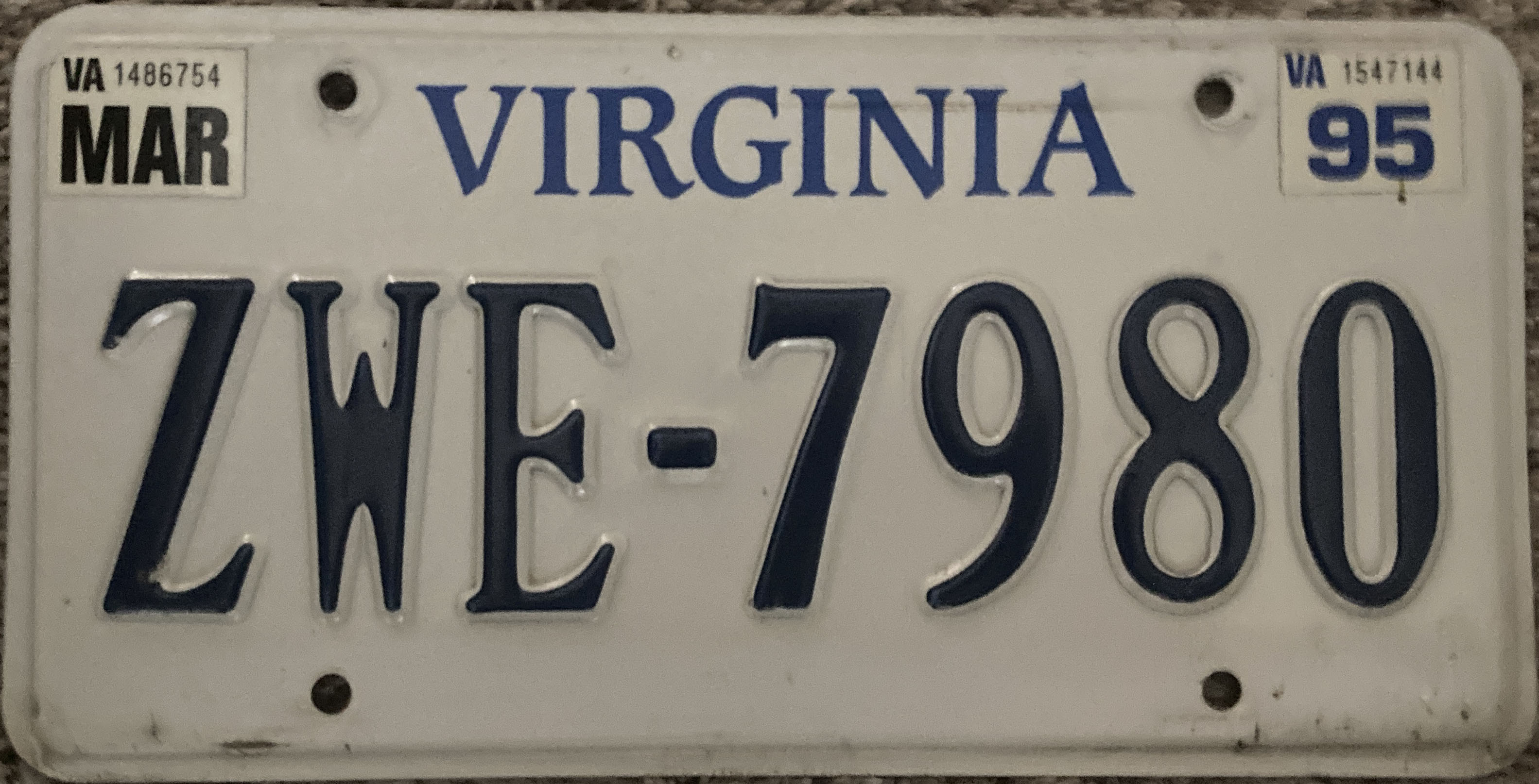 1993 Virginia US Plate